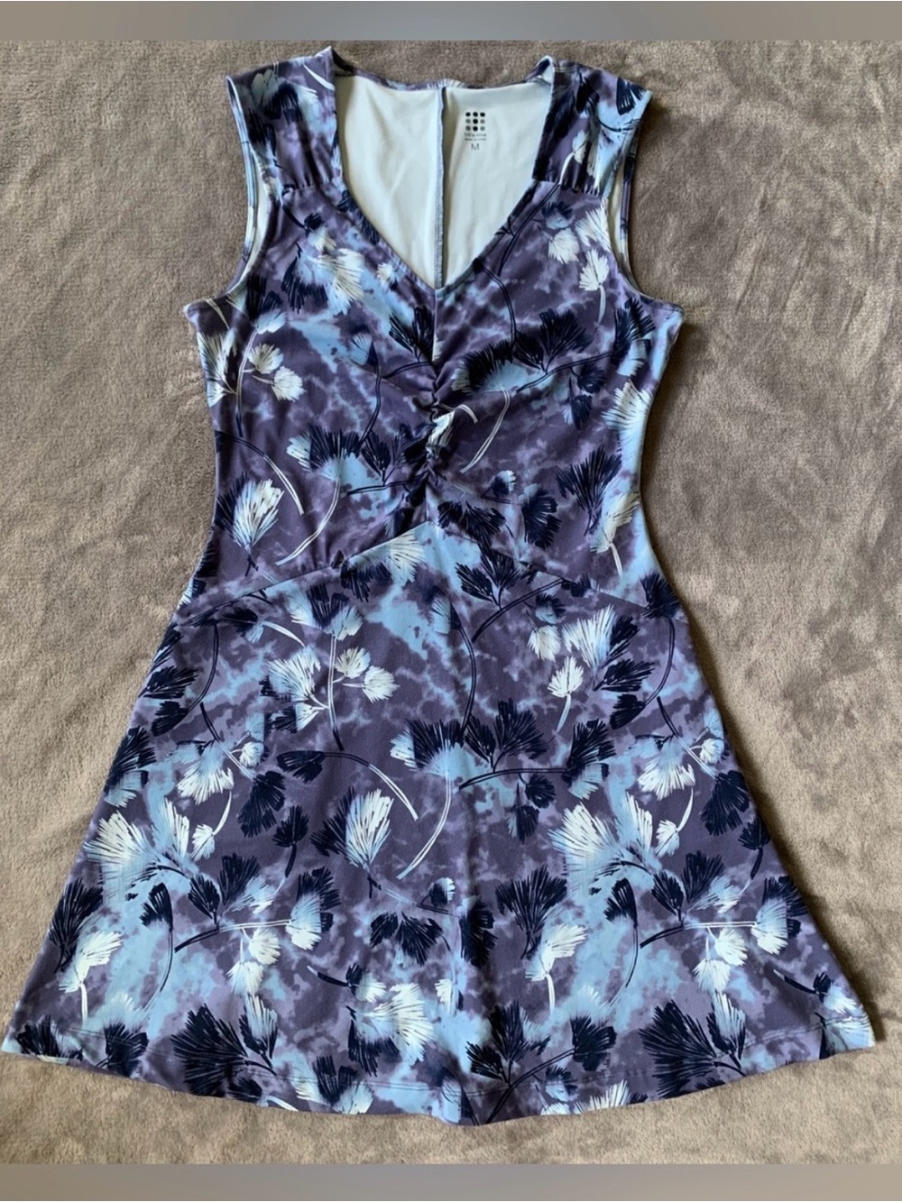 Title Nine Sleeveless Purple Floral A-Line Athletic Dress